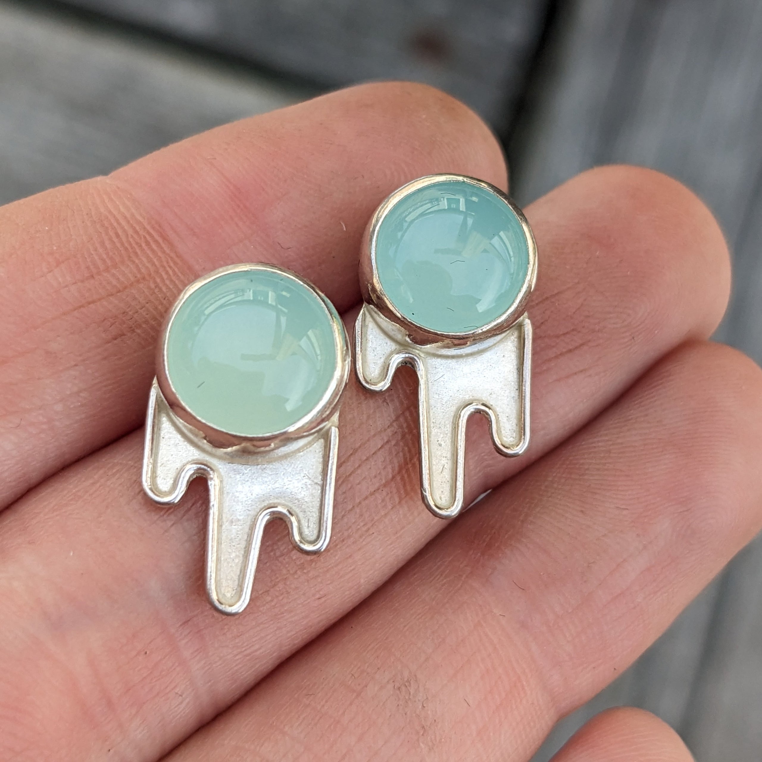 Drip Studs Aqua Chalcedony Jackalope Label